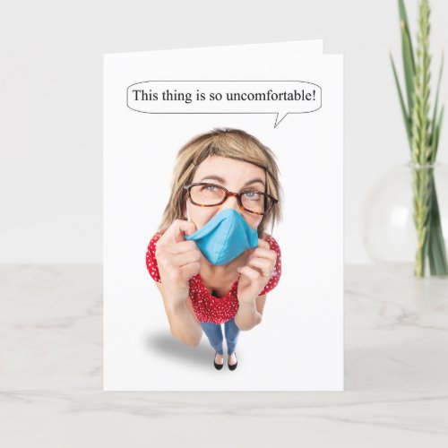 Thinking of You Uncomfortable Face Mask Holiday Card