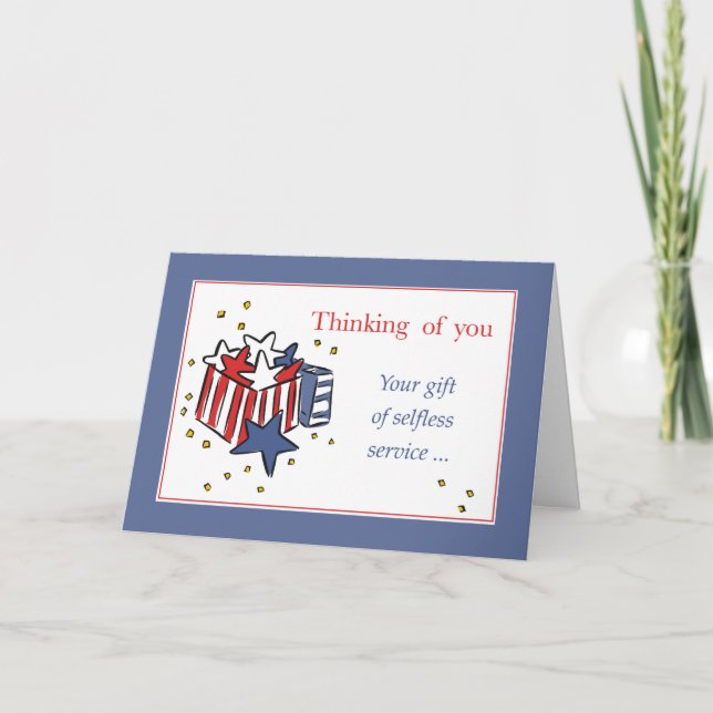 Thinking of You USA Gift with Stars and Stripes Card (Front)