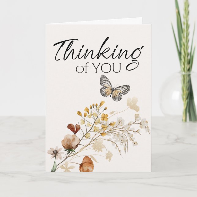 Thinking of You Vintage Botanical Tiny Floral Card (Front)
