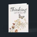 Thinking of You Vintage Botanical Tiny Floral Card<br><div class="desc">Send a special note with our custom greeting card.  Personalize our gorgeous stationery with your own details easily and quickly,  simply press the customize it button.  View our full selection of thank you cards in our Zazzle store!</div>