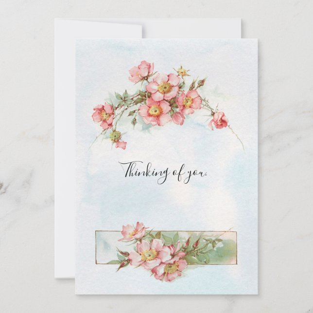 Thinking of You Vintage Spring Flowers Note Card (Front)