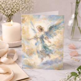 Thinking of You Watercolor Angel Sympathy Card