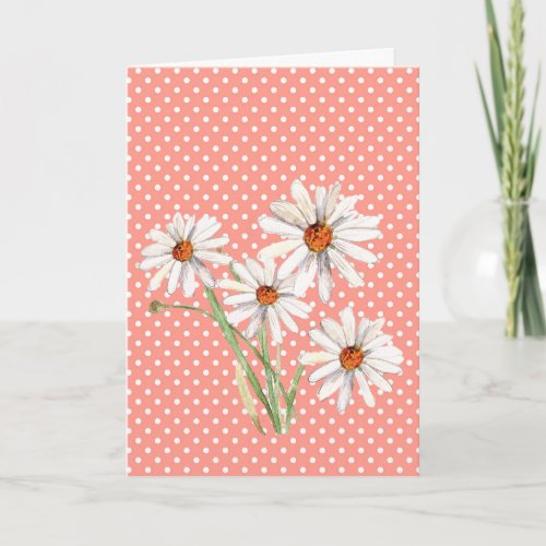 Thinking Of You Watercolor Daisy  Card