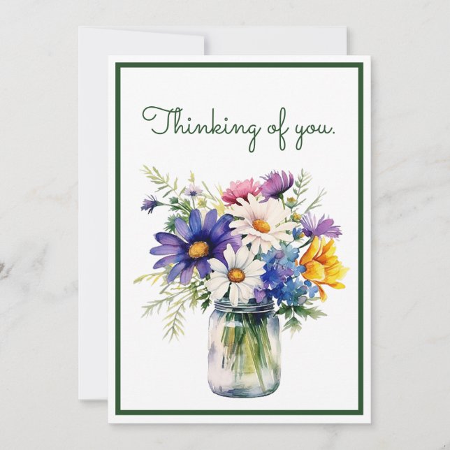 Thinking of You Watercolor Flowers Customize (Front)