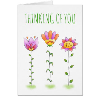 Thinking of You Watercolor Flowers Friendship Card