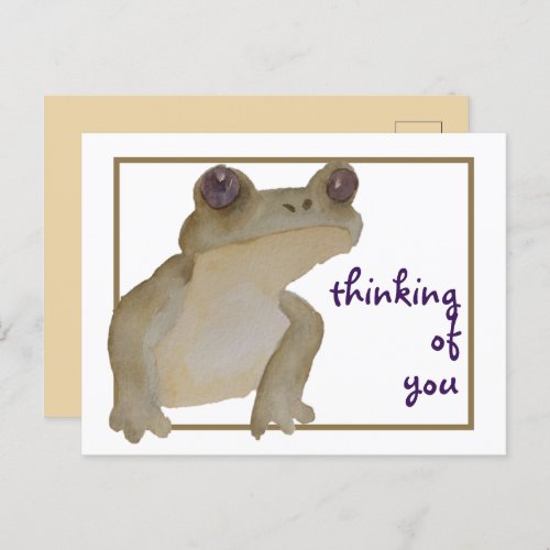 Thinking of You Watercolor Frog Postcard