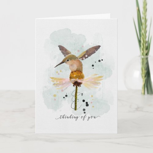 Thinking of You Watercolor Hummingbird Card