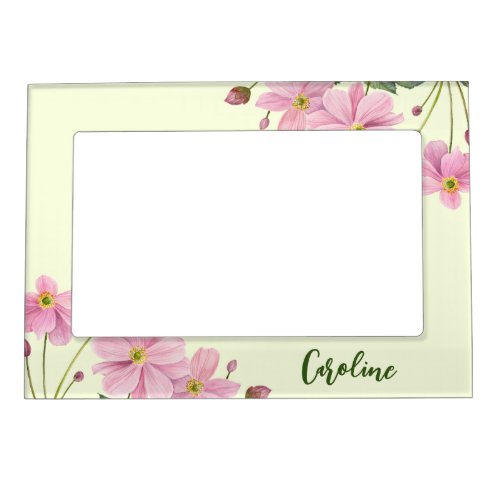 Thinking of You Watercolor Pink Japanese Anemone Magnetic Frame
