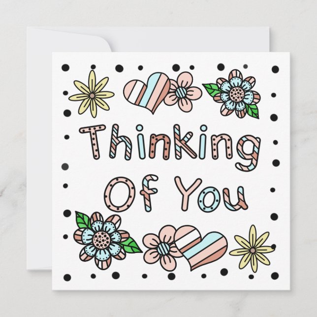 Thinking of You | Whimsical Floral Note Card (Front)