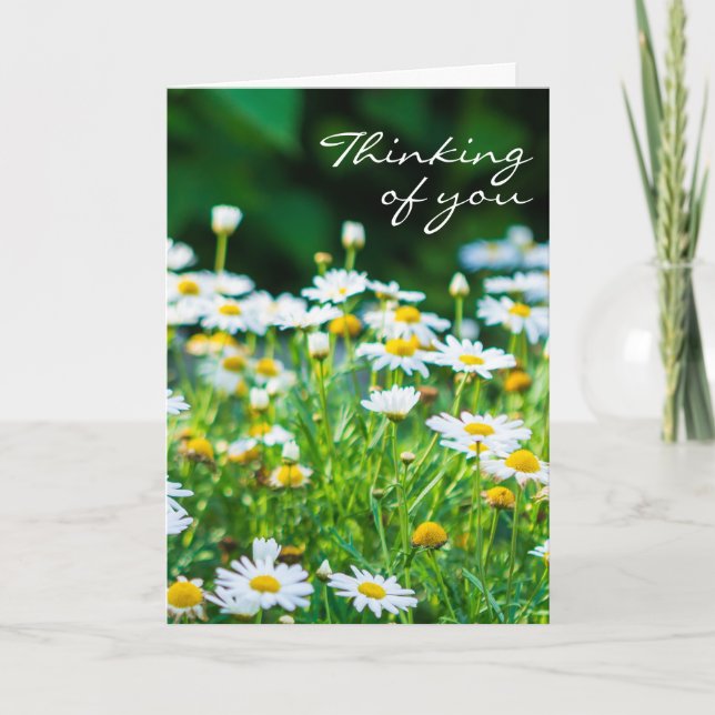 Thinking of You White Flowers Modern Sympathy Card (Front)