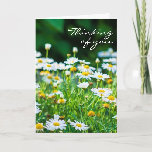Thinking of You White Flowers Modern Sympathy Card