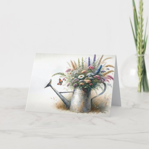 Thinking Of You Wildflowers In Watering Can Card