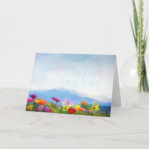 Thinking of You Wildflowers on Mountain Painting Card