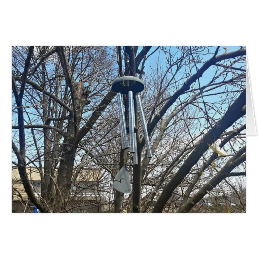 Thinking of You Wind chimes in Trees Greeting Card (Front Horizontal)