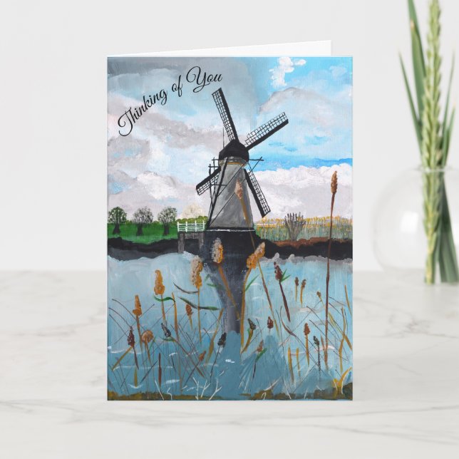 "Thinking of You" - Windmill - Wishing You Joy  Thank You Card (Front)