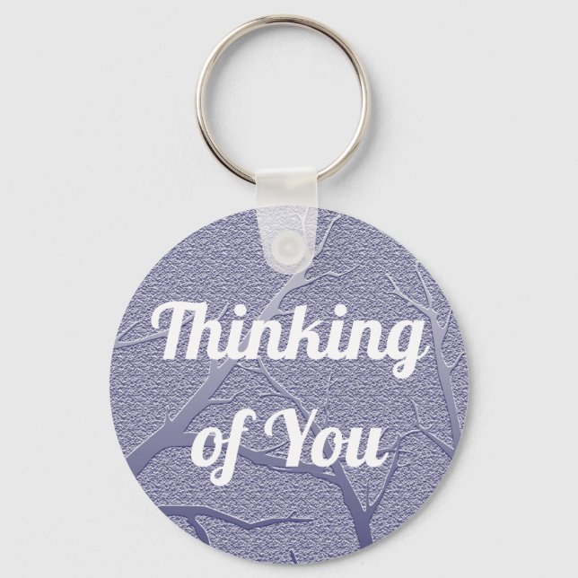 Thinking of You Winter Branches Blue Friendship Keychain (Front)