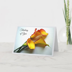 Thinking of You with Mango Colored Calla Lilies Card