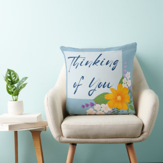 Thinking of You with Support Bouquet Throw Pillow