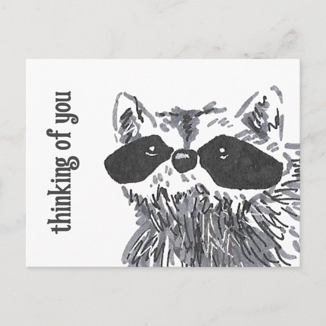 Thinking of You Woodland Cute Raccoon Postcard (Front)