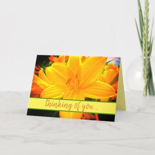 Thinking of You Yellow Orange Day Lily Flowers Card