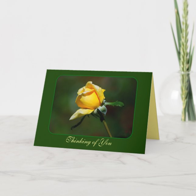 Thinking of You Yellow Rose Bud Card (Front)