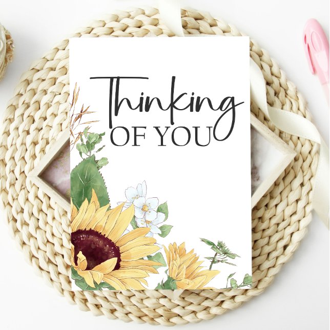 Thinking of You Yellow Sunflowers Floral Card (Creator Uploaded)