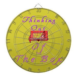 Thinking out of the box. dartboard with darts