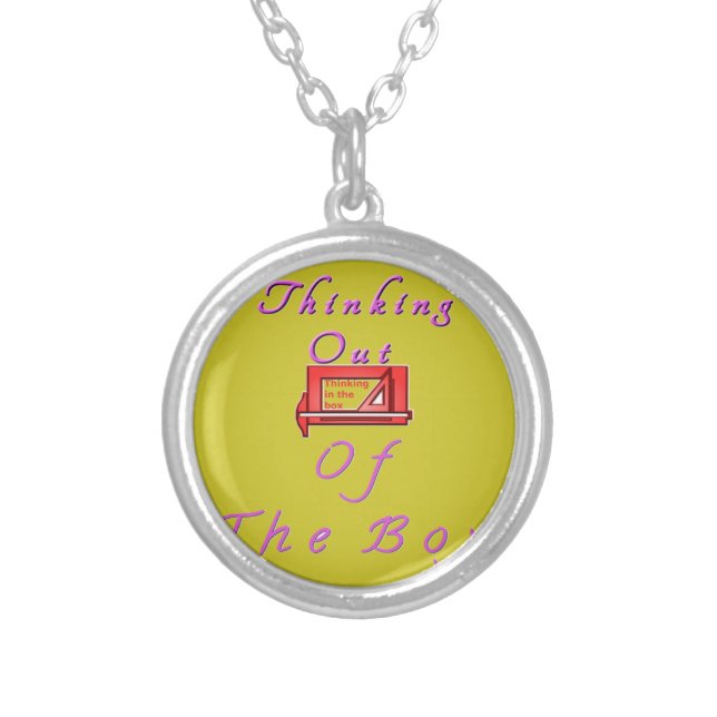 Thinking out of the box. silver plated necklace (Front)
