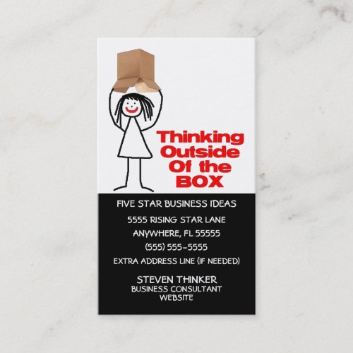 Thinking Outside The Box Cartoon Business Card