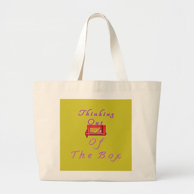 Thinking Outside the Box Design Large Tote Bag (Front)