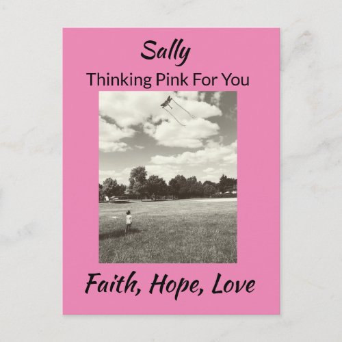 Thinking Pink Breast Cancer Faith Hope Love Postcard