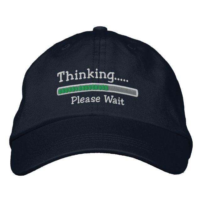 Thinking Please Wait Embroidered Baseball Cap (Front)