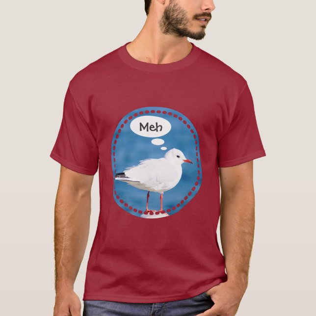 Thinking White Seagull Port Blue Sea Yokohama Meh T-Shirt (Front)