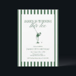 Thir-Tee Golf 30th Birthday Green Stripe Invitation<br><div class="desc">Celebrate a milestone with this Thir-Tee golf 30th birthday invitation featuring a classic golfer illustration and bold green stripes. A timeless preppy style perfect for men’s birthday parties,  golf weekends,  country club celebrations,  and elegant sports-themed events.</div>
