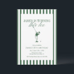 Thir-Tee Golf 30th Birthday Green Stripe Invitation<br><div class="desc">Celebrate a milestone with this Thir-Tee golf 30th birthday invitation featuring a classic golfer illustration and bold green stripes. A timeless preppy style perfect for men’s birthday parties,  golf weekends,  country club celebrations,  and elegant sports-themed events.</div>