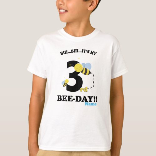 Third 3rd birthday bee party T_Shirt