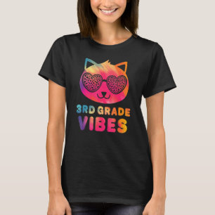 Third 3rd Grade Vibes Colorful Cat Kitty Girl Leop T-Shirt