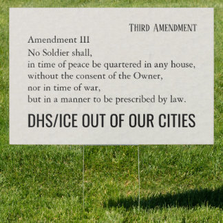 Third Amendment Constitution ICE Out Protest Sign