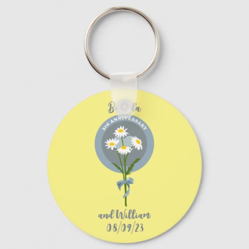 Third anniversary bunch of daisies keychain