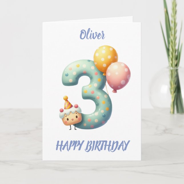 THIRD BIRTHDAY BALLOONS HAPPY BIRTHDAY CARD (Front)