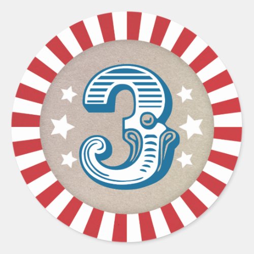 Third Birthday Circus Themed Carnival 3 Sticker