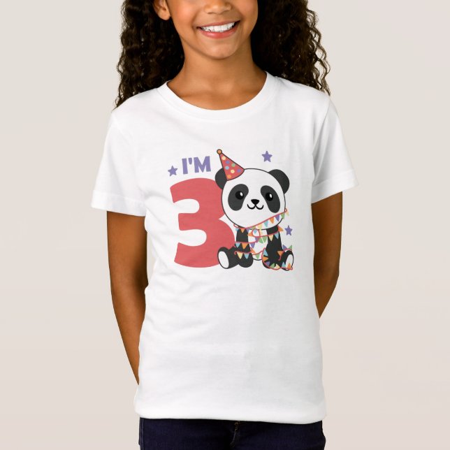 Third Birthday Panda For Children 3 Years T-Shirt (Front)