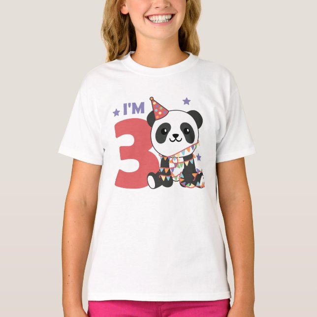 Third Birthday Panda For Children 3 Years T-Shirt (Front)