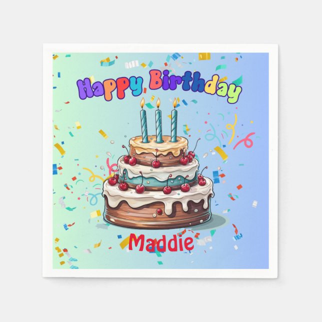 Third Birthday party napkinsStandard Cocktail Napkins (Front)