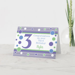Third Birthday Personalized Card! Card
