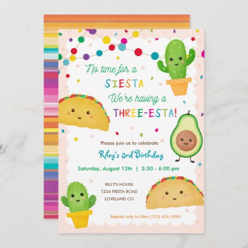 Third Birthday Taco theme invitation _ three_esta