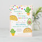 Third Birthday Taco theme invitation - three-esta (Standing Front)