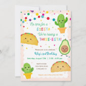 Third Birthday Taco theme invitation - three-esta (Front)