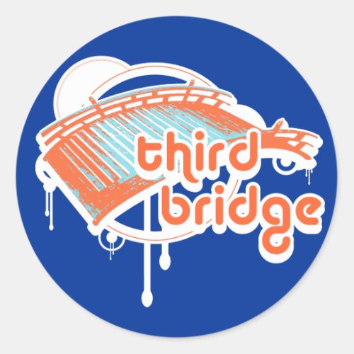 third bridge orangeblue classic round sticker