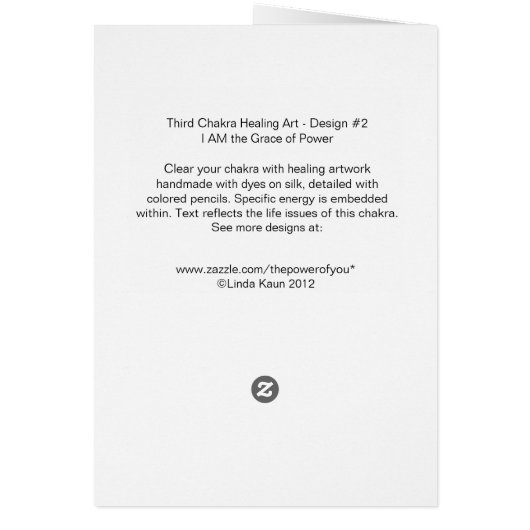 Third Chakra-  #2 - Self Esteem Cards (Back)